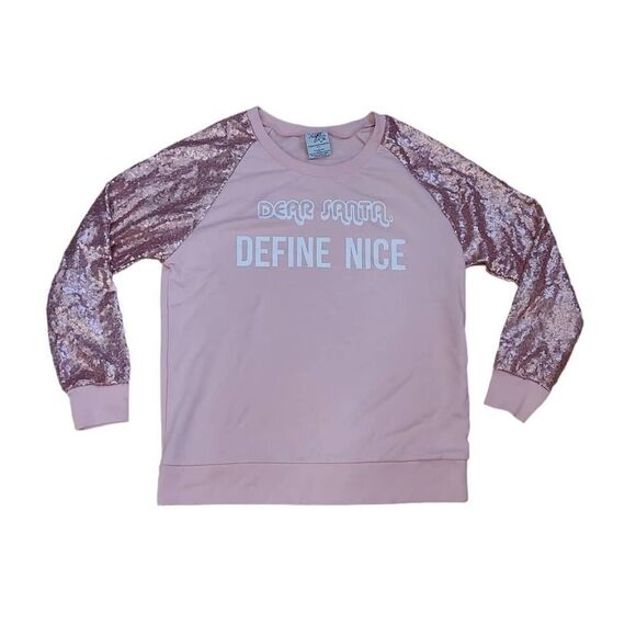 💞3 for $20💞Dear Santa Made Right Pink Sequin Sweatshirt Size L - Picture 3 of 6